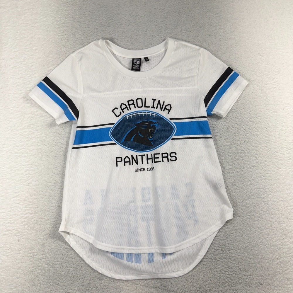 NFL Team Apparel Carolina Panthers Graphic Jersey T-Shirt White Women XL